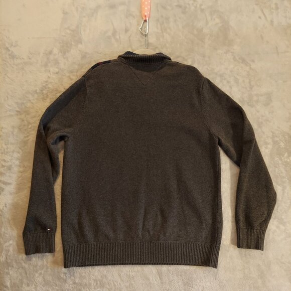 Tommy Hilfiger sweater mens size XL Chest 46 1/4 zip argyle cotton hipster Dad - Picture 8 of 16
